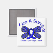 Colon Cancer Butterfly Ich bin ein Überlebender Magnet (Vorderseite/Rückseite)