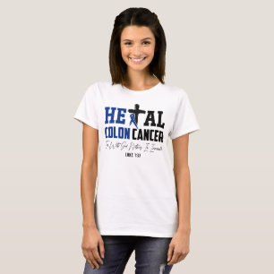 Colon Cancer Christlich Luke 1:37 Dark Blue Ribbon T-Shirt