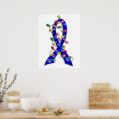 Colon Cancer Christmas Lights Ribbon Poster (Küche)