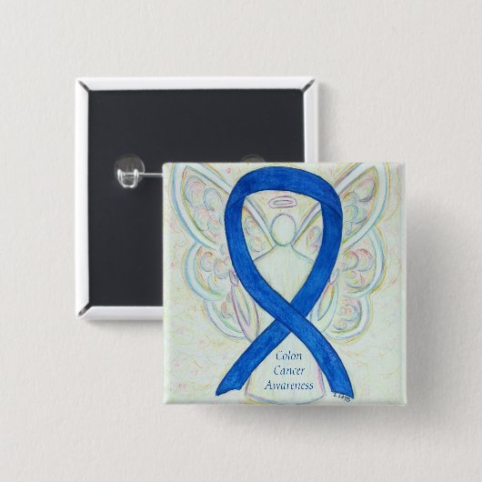 Colon Cancer Engel Awareness Ribbon Custom Art But Button (Vorne & Hinten)
