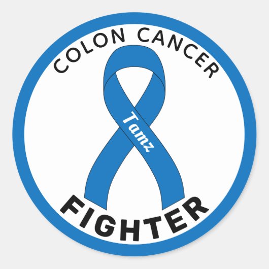 Colon Cancer Fighter Ribbon White Round Aufkleber (Vorderseite)