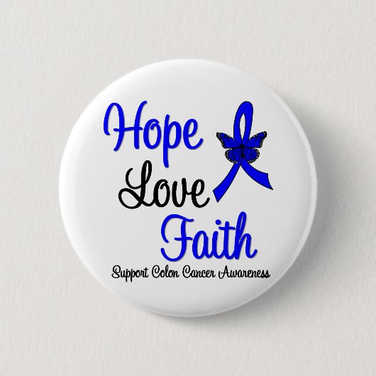 Colon Cancer Hope Liebe Faith Ribbon Button (Vorderseite)