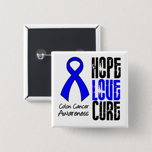 Colon Cancer Hope Liebe Heilung Ribbon Button (Vorne & Hinten)