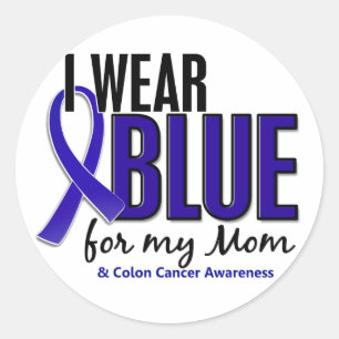 Colon Cancer I wear Blue for my Mama 10 Runder Aufkleber