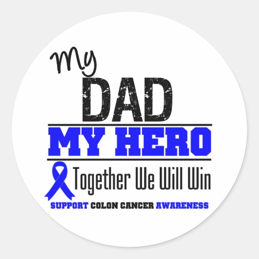 Colon Cancer My Vater My Hero Runder Aufkleber (Vorderseite)