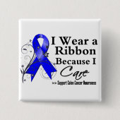 Colon Cancer Ribbon, weil ich pflege Button (Vorderseite)