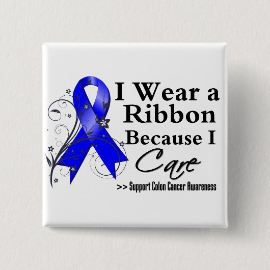 Colon Cancer Ribbon, weil ich pflege Button (Vorderseite)