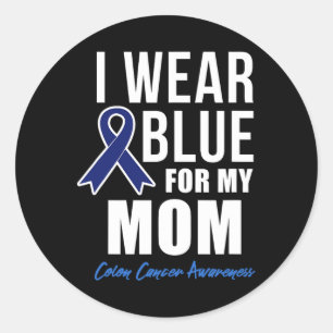Colon Cancer Shirt Ich trage Blau für meine Mama S Runder Aufkleber