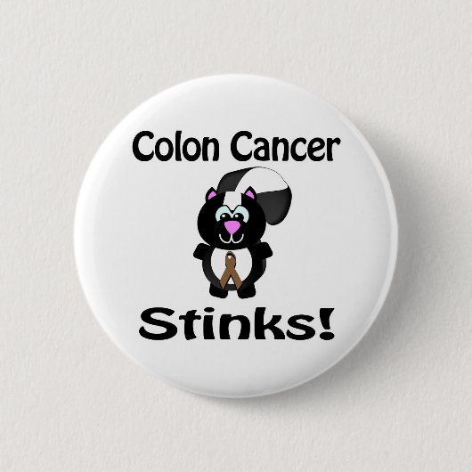 Colon Cancer stinkt Skunk Awareness Design Button (Vorderseite)
