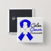 Colon Cancer Survivor Blume Ribbon Button (Vorne & Hinten)