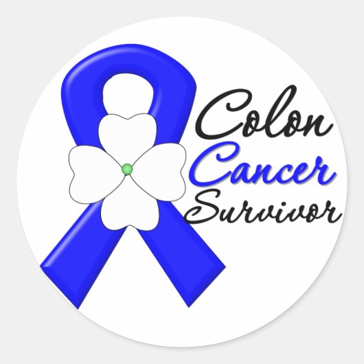 Colon Cancer Survivor Blume Ribbon Runder Aufkleber (Vorderseite)