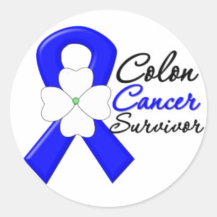 Colon Cancer Survivor Blume Ribbon Runder Aufkleber