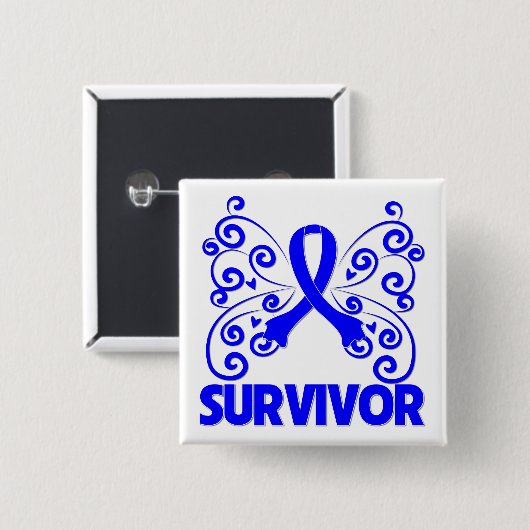 Colon Cancer Survivor Butterfly Button (Vorne & Hinten)