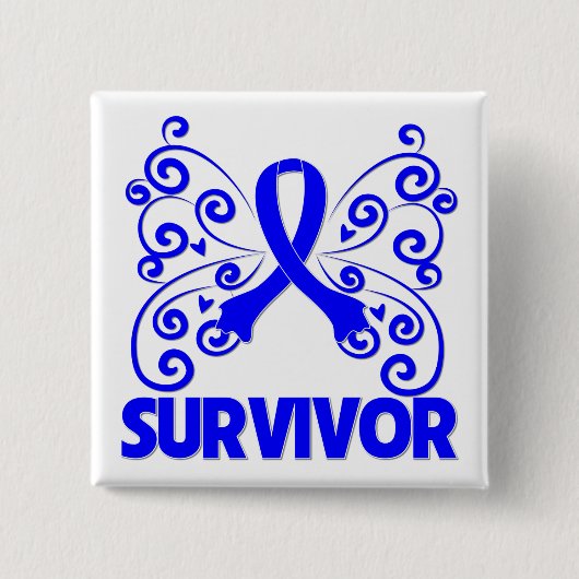 Colon Cancer Survivor Butterfly Button (Vorderseite)