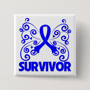 Colon Cancer Survivor Butterfly Button