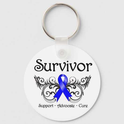 Colon Cancer Survivor Floral Deko Schlüsselanhänger (Vorderseite)
