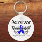 Colon Cancer Survivor Floral Deko Schlüsselanhänger (Vorderseite)