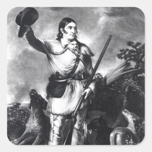 Colonel Davy Crockett Quadratischer Aufkleber (Vorderseite)