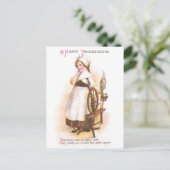 Colonial American Girl and her Spinning Wheel Postkarte (Stehend Vorderseite)