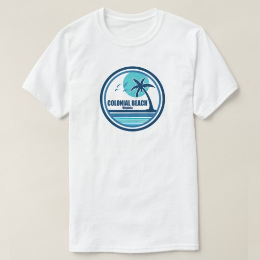 Colonial Beach Virginia Palm Tree Birds T-Shirt (Design vorne)