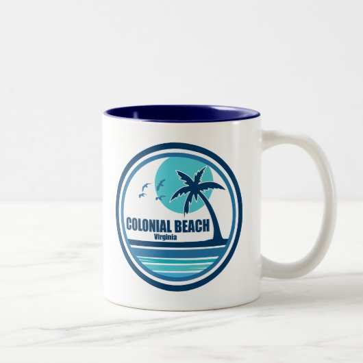 Colonial Beach Virginia Palm Tree Birds Zweifarbige Tasse (Rechts)