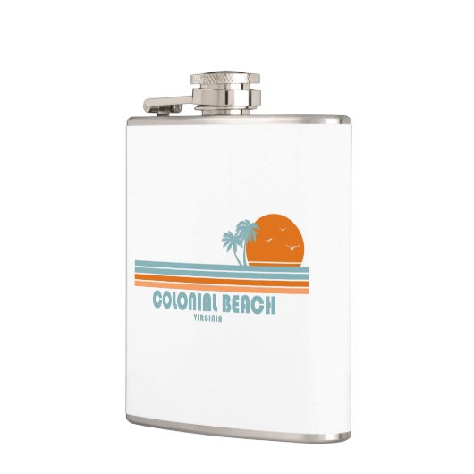 Colonial Beach Virginia Sun Palm Trees Flachmann (Links)