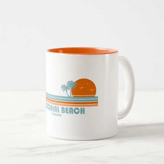 Colonial Beach Virginia Sun Palm Trees Zweifarbige Tasse (VorderseiteRechts)