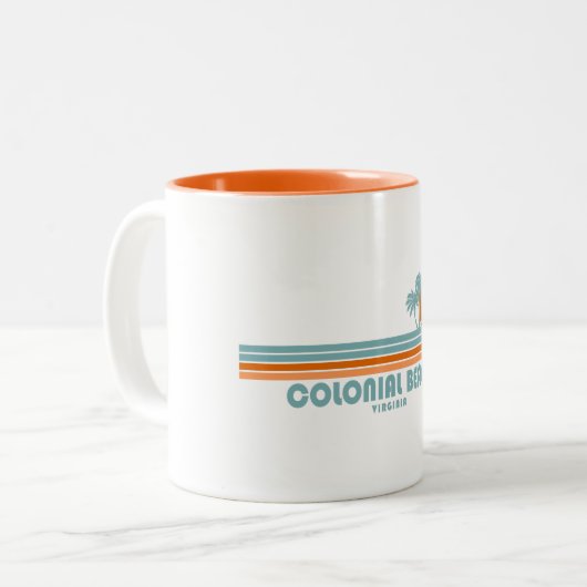 Colonial Beach Virginia Sun Palm Trees Zweifarbige Tasse (Vorderseite Links)