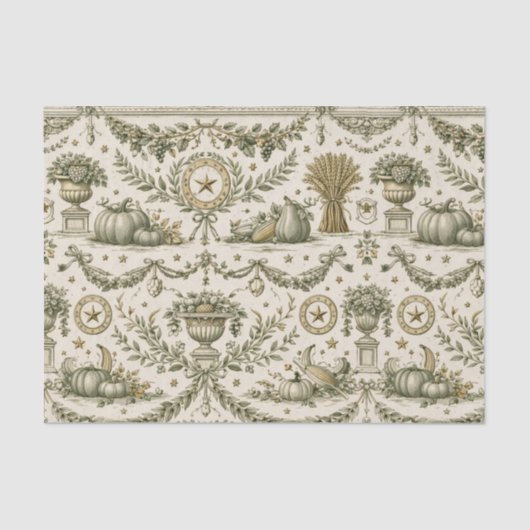Colonial Sage Green Gold Harvest Seidenpapier (Vorderseite)