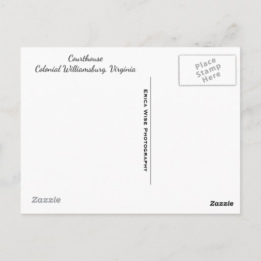 Colonial Williamsburg Courthouse Postkarte (Rückseite)