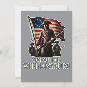 Colonial Williamsburg Kolonialsoldat Vintage Einladung