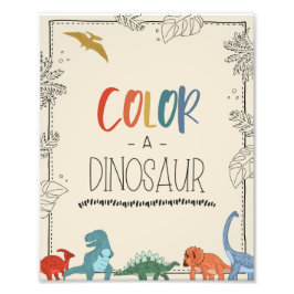 Color a Dino Dinosaur Geburtstagszeichen Fotodruck