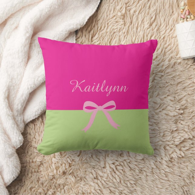 Color Block Cute Bow Monogram Throw Pillow Kissen (Decke)