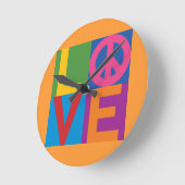 Color Block LOVE=Peace Wall Clock Runde Wanduhr (Winkel)