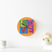 Color Block LOVE=Peace Wall Clock Runde Wanduhr (Zuhause)