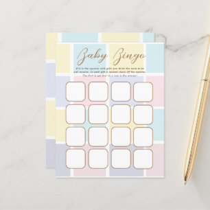 Color Block Pastel Baby Showdusche Bingo Games