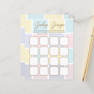 Color Block Pastel Baby Showdusche Bingo Games