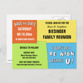 Color Block Save the Date Reunion Postcard Ankündigungspostkarte (Vorne/Hinten)