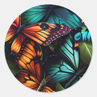 Color Burst – Butterflies in Motion Runder Aufkleber