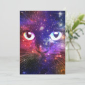 Color Burst Galaxy Cat  Einladung (Stehend Vorderseite)