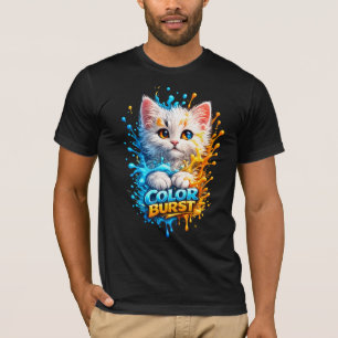 Color Burst Katze – Lebendiges Farb-Spritzer-Grafi T-Shirt