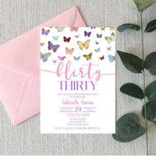Color Butterfly Kokett 30. Geburtstag Party Einladung