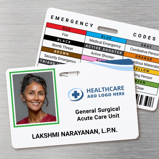 Color Coded Frame Hospital Employee Photo ID Badge Ausweis