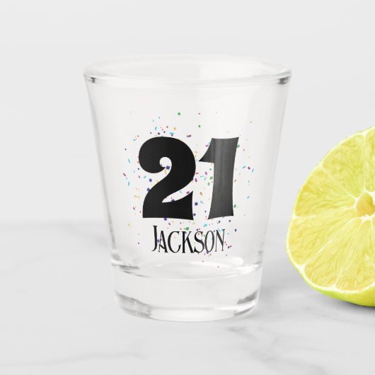 Color Confetti Monogram Shot Glass Gift Schnapsglas (Vorderseite)