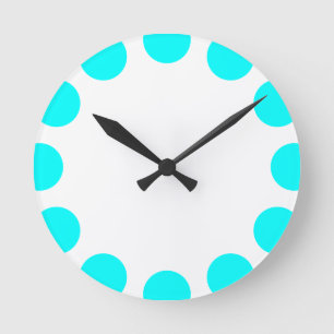 Color Crescent - Cyan and White Runde Wanduhr