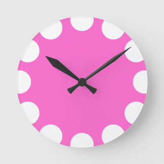 Color Crescent - White with Pink Runde Wanduhr