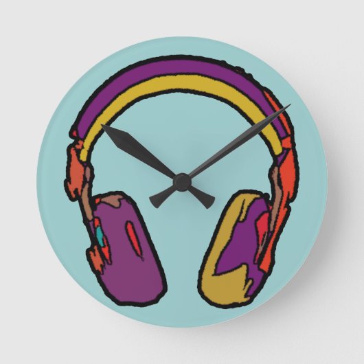 Color Dj Kopfhörer Runde Wanduhr (Vorderseite)