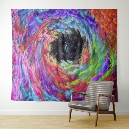 Color Dreaming Cloud Swirl auf schwarz Wandteppich (Beispiel (Horizontal))