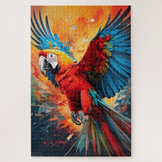 Color Explosion Parrot Art Jigsaw Puzzle (Vertikal)