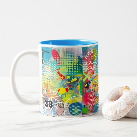 Color Explosion Zweifarbige Tasse (Mit Donut)